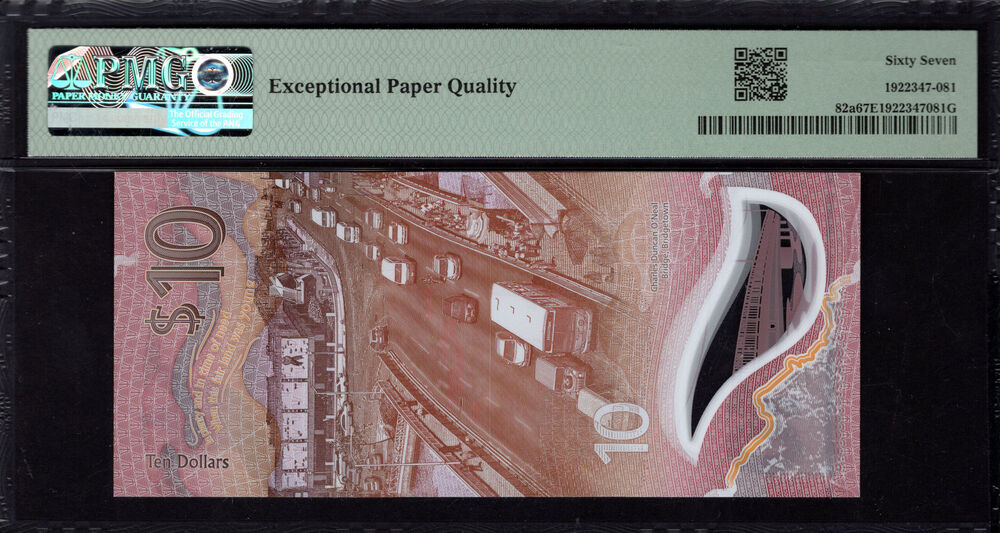 Barbados - 10 Dollars 2022 - Pick # 82a - PMG 67 EPQ