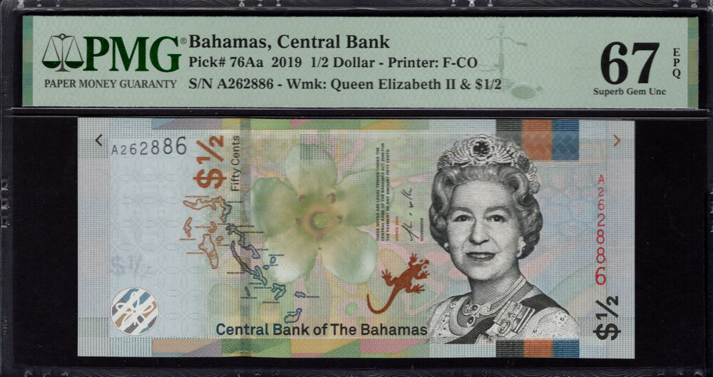 Bahamas - Half Dollar 2019 - Pick # 76Aa - PMG 67 EPQ