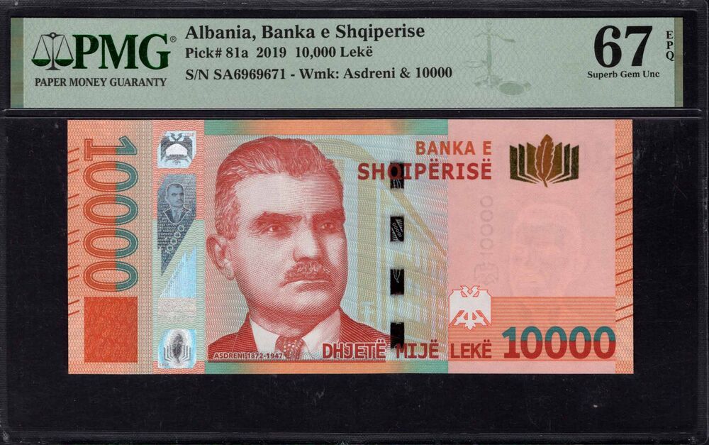 Albania - 10.000 Lekë 2019 - Pick # 81a - PMG 67 EPQ