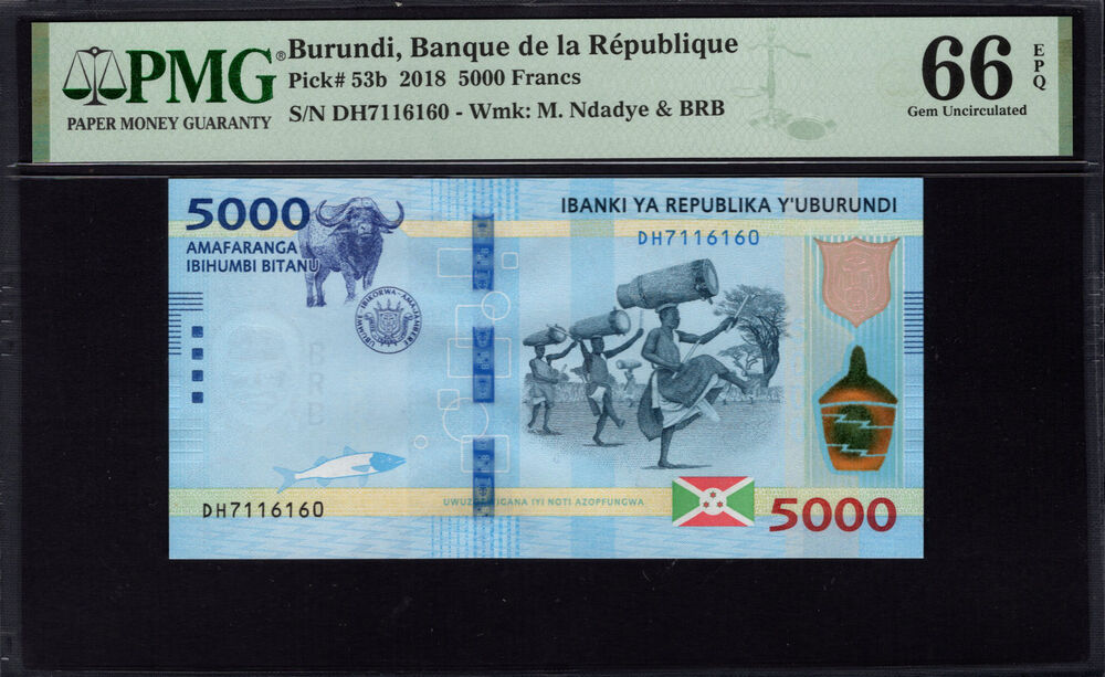 Burundi - 5000 Francs 2018 - Pick # 53b - PMG 66 EPQ