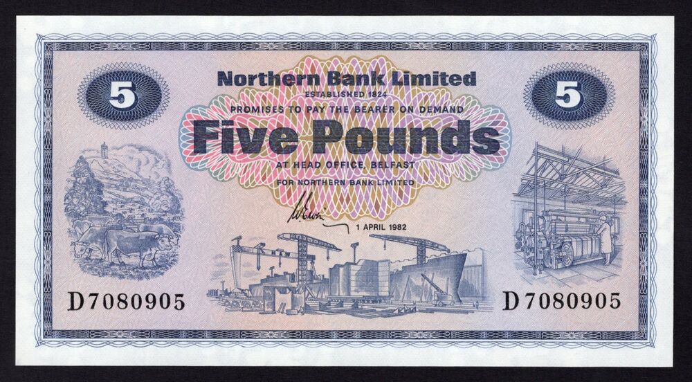 Ireland, Northern - 5 Pounds 1982 - Pick # 188d - UNC