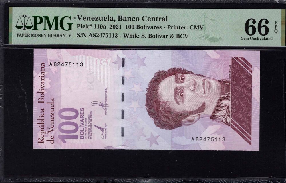 Venezuela - 100 Bolívares 2021 - Pick # 119a - PMG 66 EPQ
