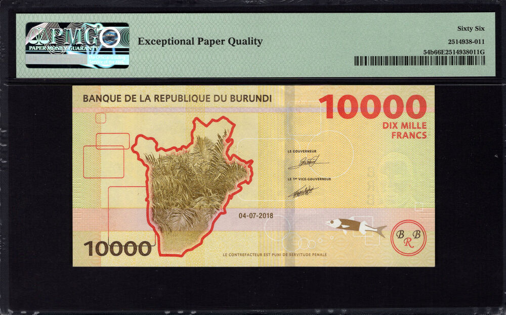 Burundi - 10.000 Francs 2018 - Pick # 54b - PMG 66 EPQ