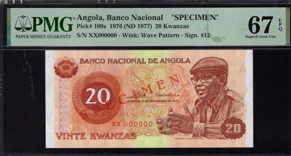 Angola - 20 Kwanzas 1976 - Pick # 109s - PMG 67 EPQ
