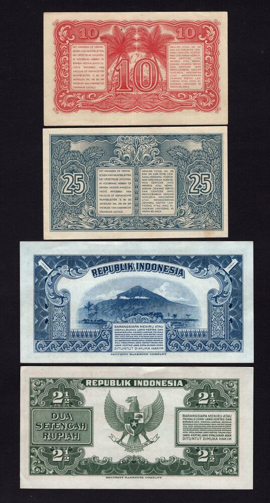 Indonesia - Group of 4 notes 1947 to 1953 - XF