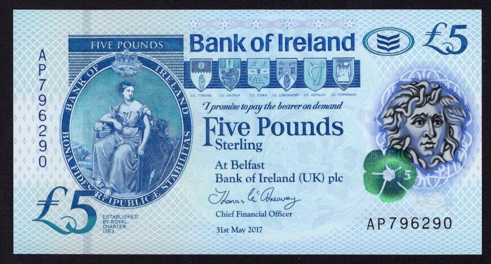 Ireland, Northern - 5 Pounds 2017 - Pick # 90 - UNC
