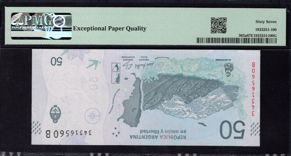 Argentina - 50 Pesos 2018 - Pick # 363a - PMG 67 EPQ