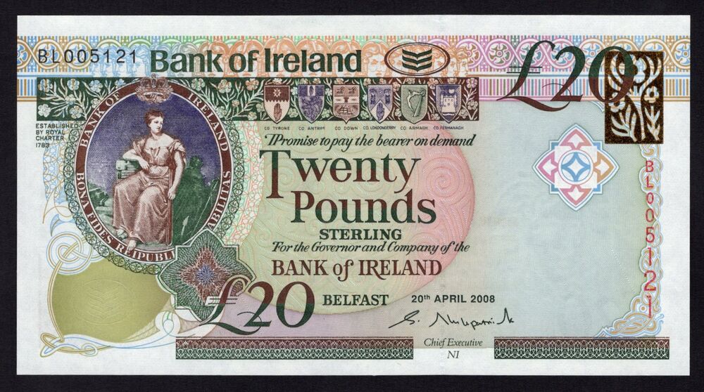Ireland, Northern - 20 Pounds 2008 - Pick # 85 - UNC