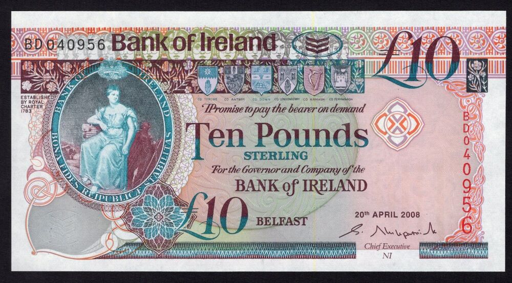 Ireland, Northern - 10 Pounds 2008 - Pick # 84 - UNC
