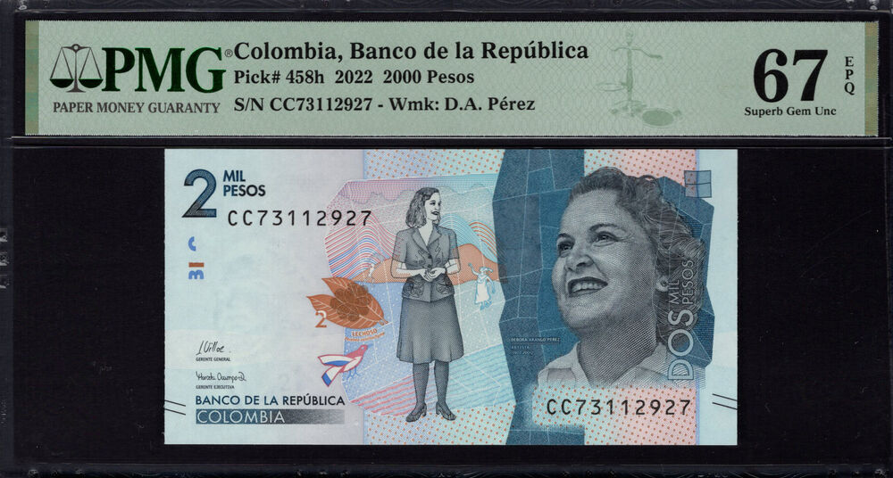 Colombia - 2000 Pesos 2022 - Pick # 458h - PMG 67 EPQ