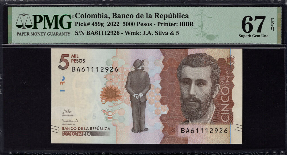Colombia - 5000 Pesos 2022 - Pick # 459g - PMG 67 EPQ