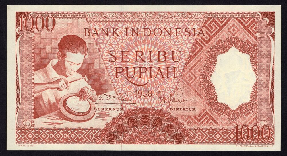 Indonesia - 1000 Rupiah 1958 - Pick # 61 - UNC-