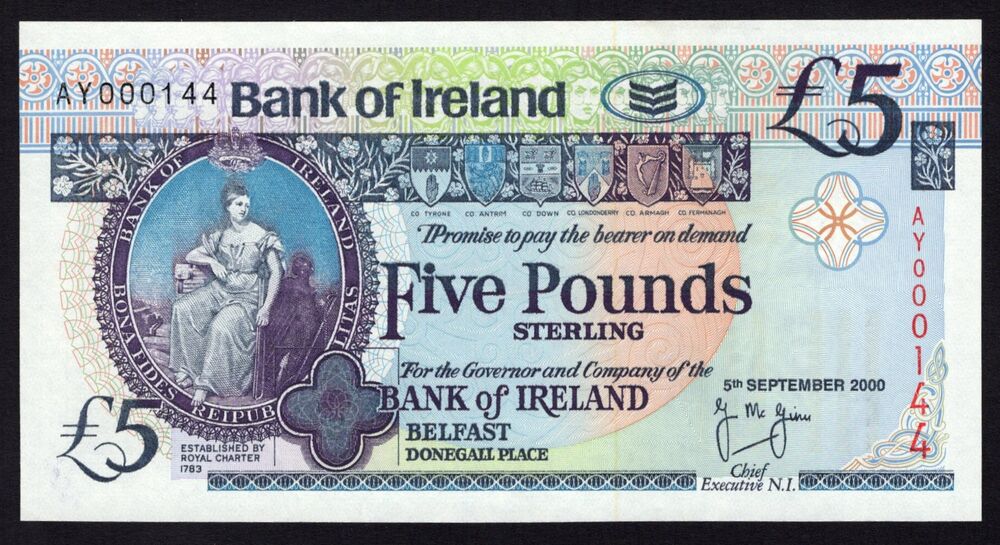 Ireland, Northern - 5 Pounds 2000 - Pick # 74c - UNC