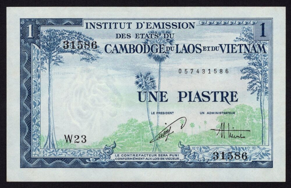 French Indochina - 1 Piastre 1954 - Pick # 105 - UNC-