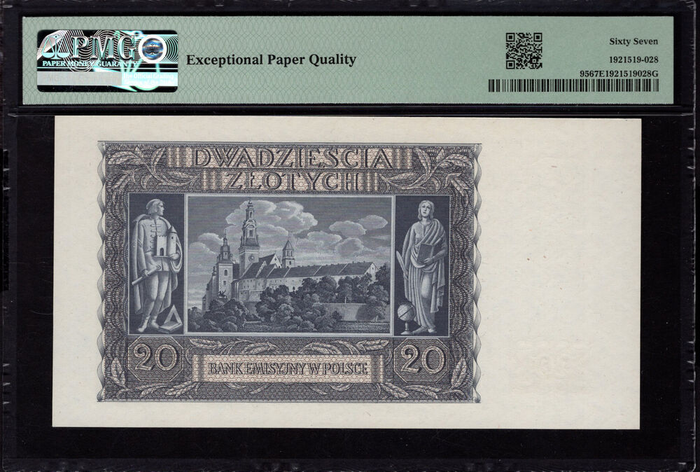 Poland - 20 Zlotych 1940 - Pick # 95 - PMG 67 EPQ