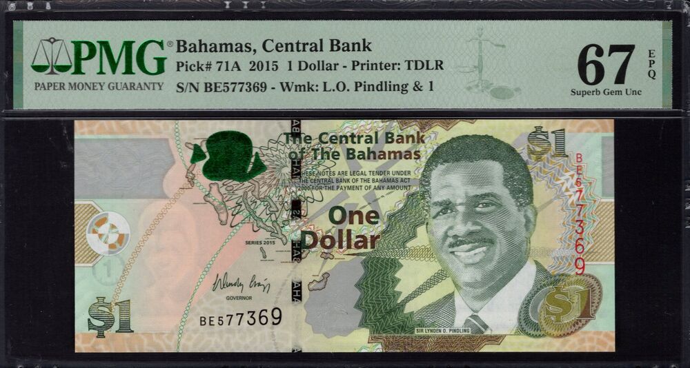 Bahamas - 1 Dollar 2015 - Pick # 71A - PMG 67 EPQ