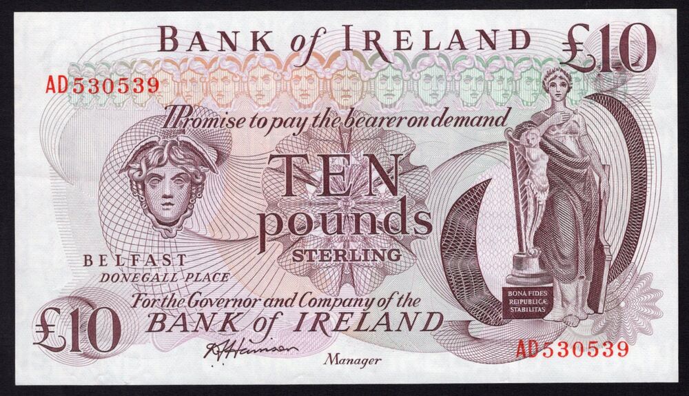 Ireland, Northern - 10 Pounds 1980's - Pick # 67b - XF