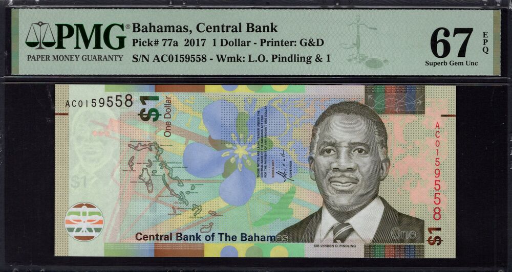 Bahamas - 1 Dollar 2017 - Pick # 77a - PMG 67 EPQ