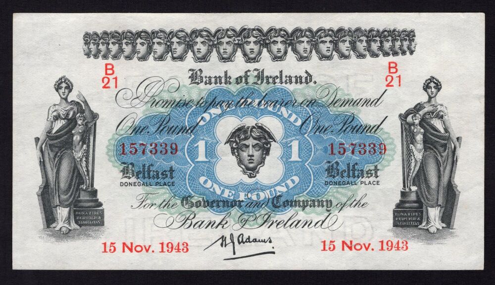 Ireland, Northern - 1 Pound 1943 - Pick # 55b - VF