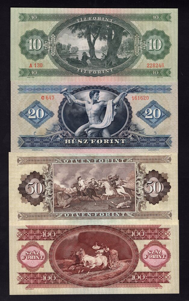 Hungary - Group of 4 notes 1962/89 - AU/UNC