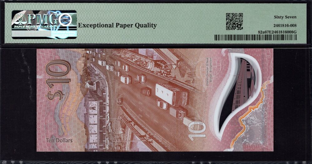 Barbados - 10 Dollars 2022 - Pick # 82a - PMG 67 EPQ