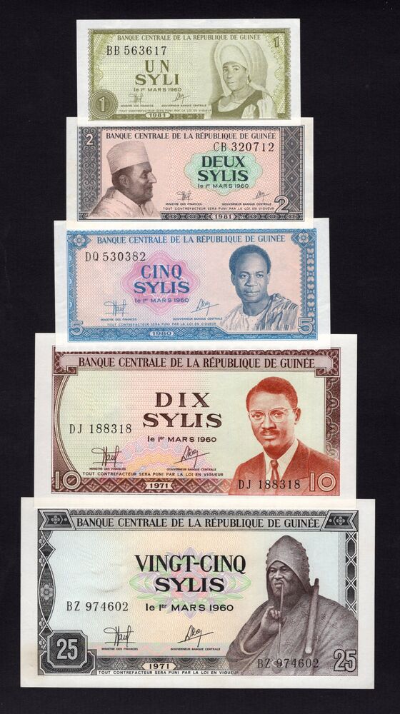 Guinea - Group of 5 notes 1971/81 - AU/UNC