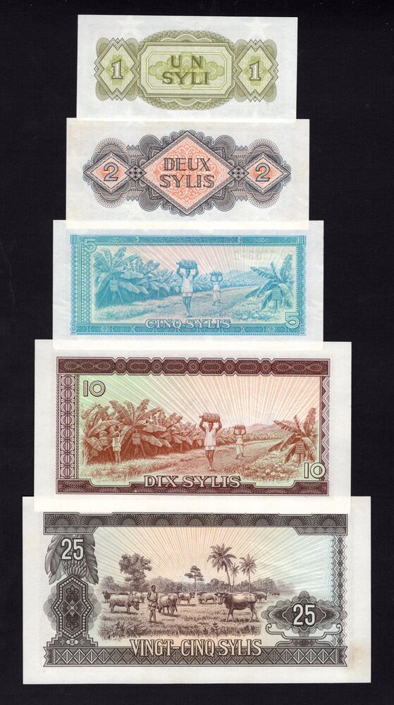 Guinea - Group of 5 notes 1971/81 - AU/UNC