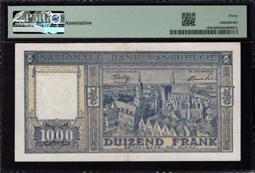 Belgium - 1000 Francs 1944 - Pick # 128b - PMG 30