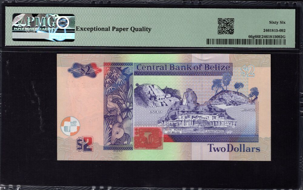 Belize - 2 Dollars 2021 - Pick # 66g - PMG 66 EPQ