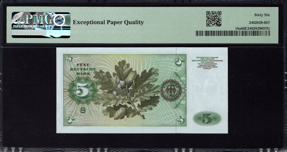 Germany - 5 Deutsche Mark 1960 - Pick # 18a - PMG 66 EPQ