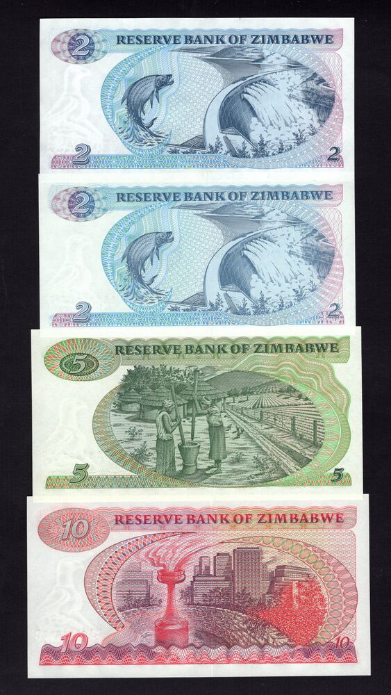 Zimbabwe - Group of 4 notes 1980/83 - AU/UNC