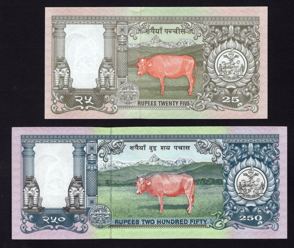 Nepal - 25 & 250  Rupees 1997 - Pick # 41, 42 - UNC