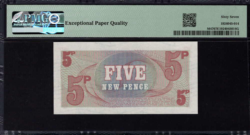 Great Britain - 5 New Pence 1972 - Pick # M47 - PMG 67 EPQ