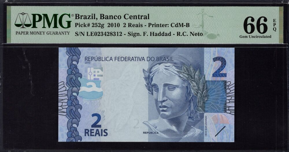 Brazil - 2 Reais 2010 - Pick # 252g - PMG 66 EPQ