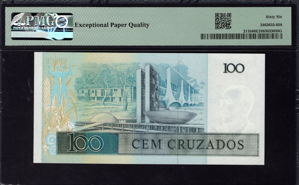 Brazil - 100 Cruzados 1987 - Pick # 211b - PMG 66 EPQ