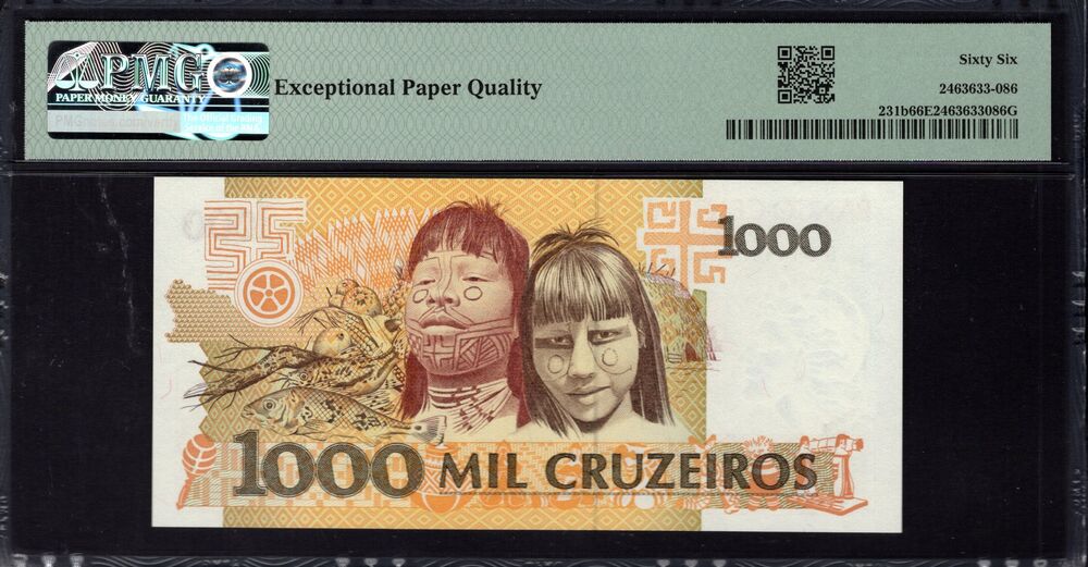 Brazil - 1000 Cruzeiros 1990 - Pick # 231b - PMG 66 EPQ