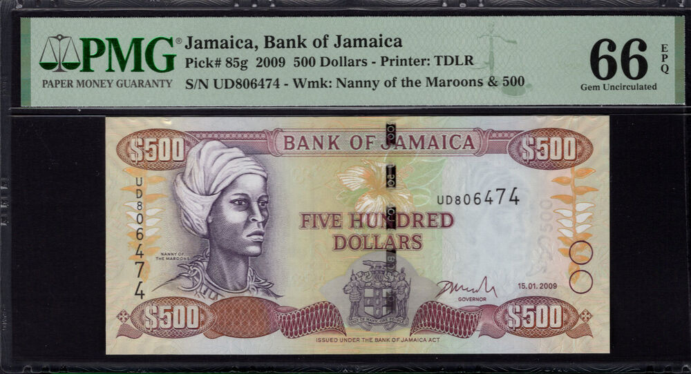 Jamaica - 500 Dollars 2009 - Pick # 85g - PMG 66 EPQ