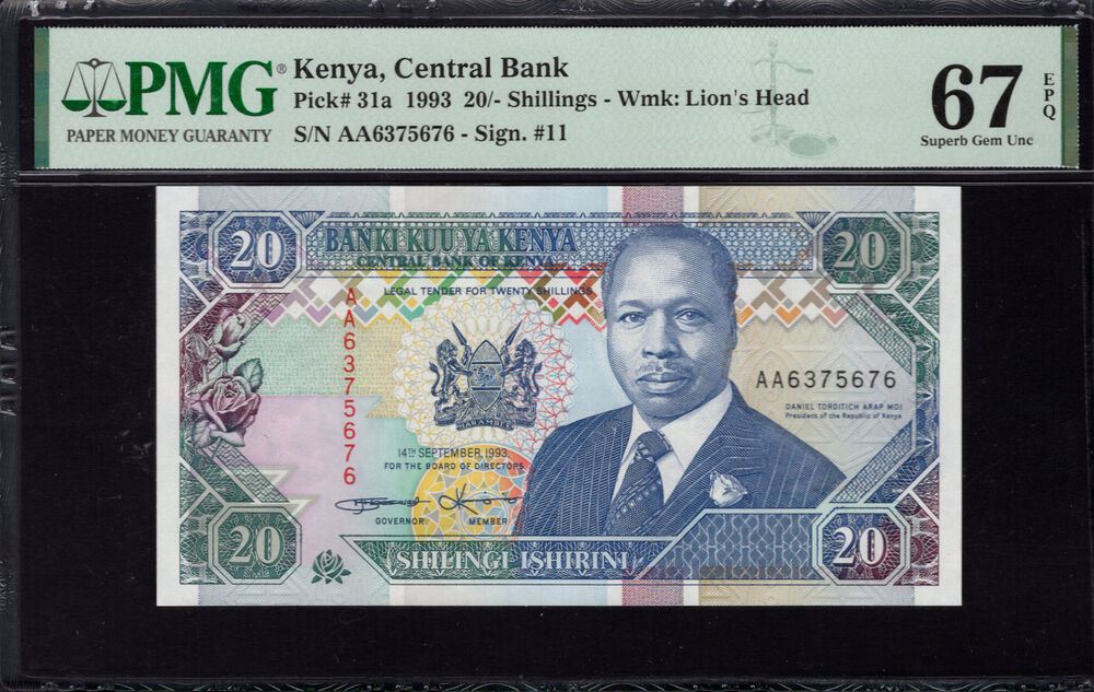 Kenya - 20 Shillings 1993 - Pick # 31a - PMG 67 EPQ