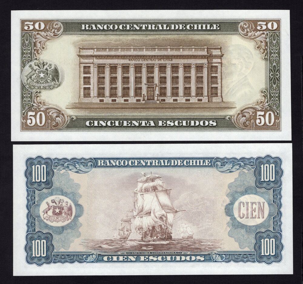 Chile - 50 & 100 Escudos 1962/75 - Pick # 140, 141 - UNC