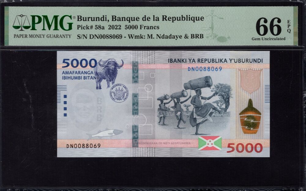 Burundi - 5000 Francs 2022 - Pick # 58a - PMG 66 EPQ