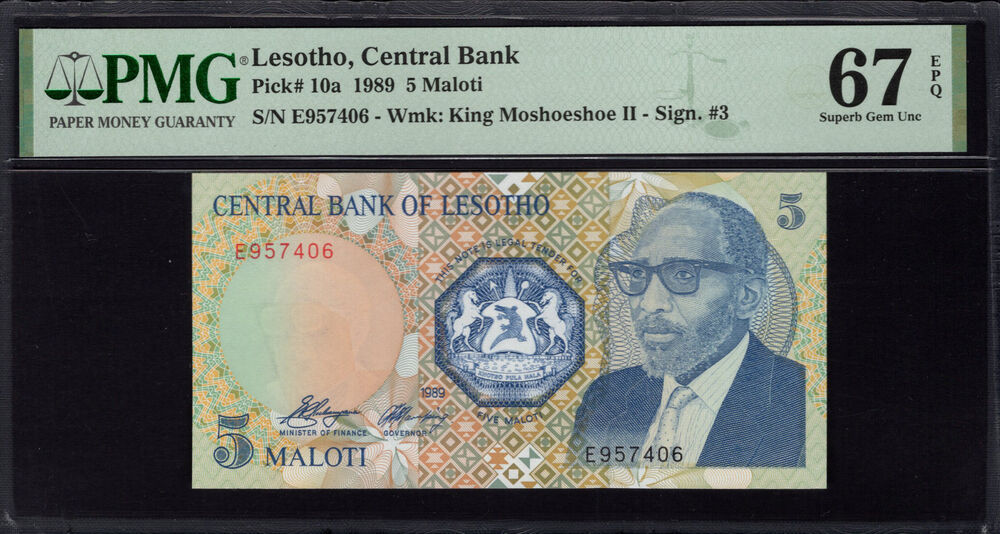Lesotho - 5 Maloti 1989 - Pick # 10a - PMG 67 EPQ