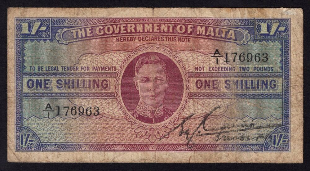 Malta - 1 Shilling 1943 - Pick # 16 - VG