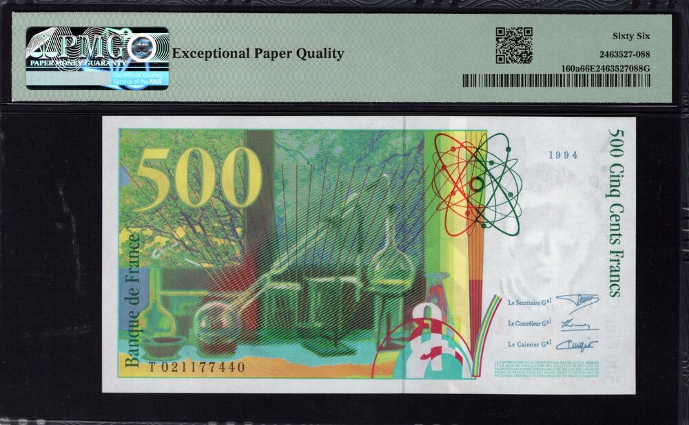 France - 500 Francs 1994 - Pick # 160a - PMG 66 EPQ
