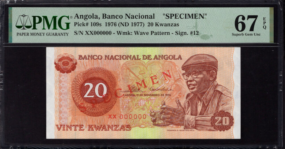 Angola - 20 Kwanzas 1976 - Pick # 109s - PMG 67 EPQ