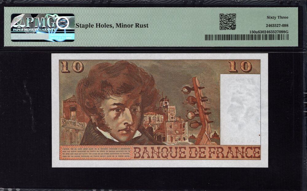 France - 10 Francs 1972 - Pick # 150a - PMG 63