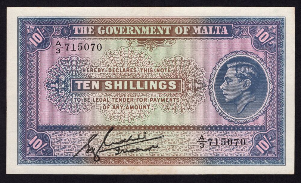 Malta - 10 Shillings 1940 - Pick # 19 - AU
