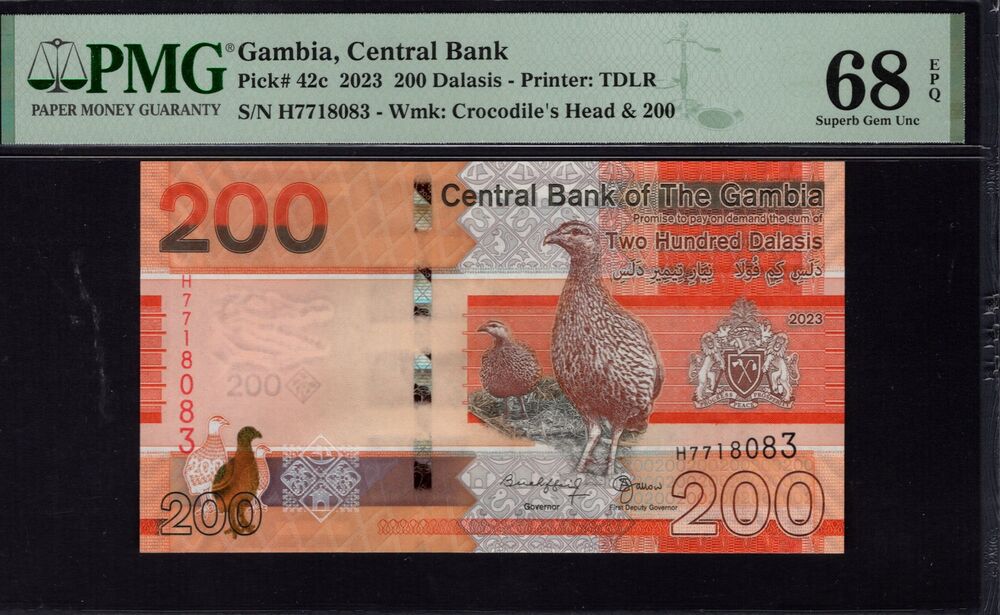 Gambia - 200 Dalasis 2023 - Pick # 42c - PMG 68 EPQ