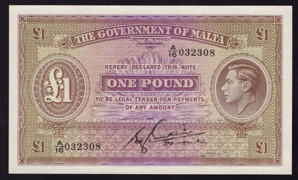 Malta - 1 Pound 1940 - Pick # 20b - AU