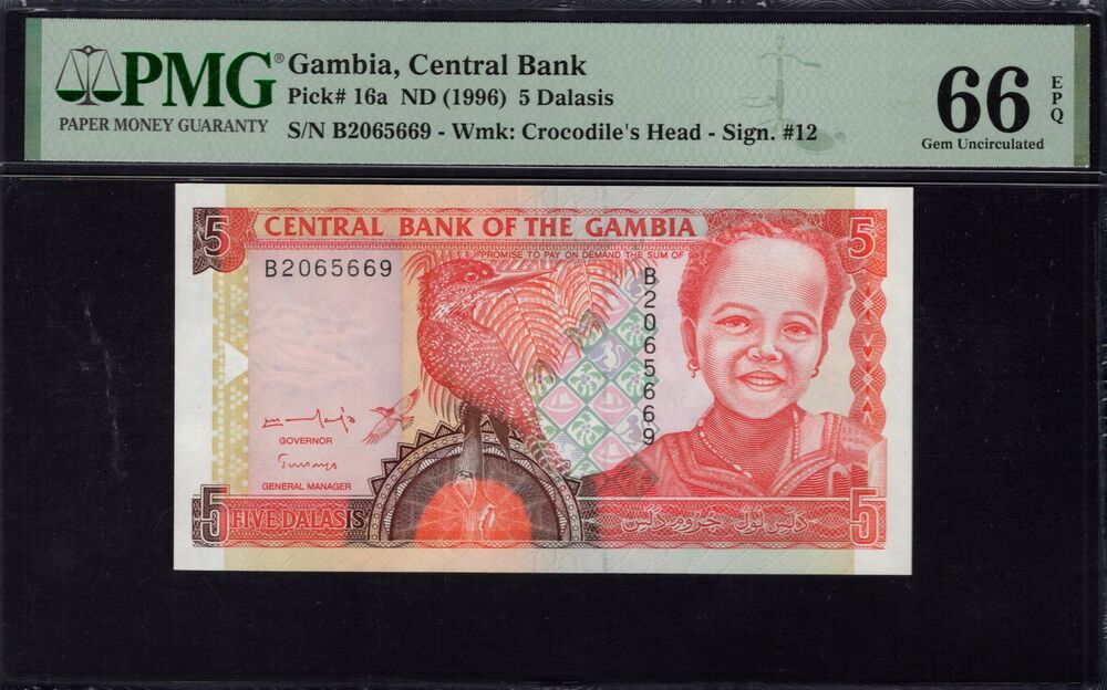 Gambia - 5 Dalasis 1996 - Pick # 16a - PMG 66 EPQ