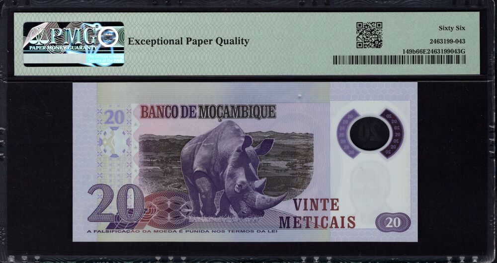 Mozambique - 20 Meticais 2017 - Pick # 149b - PMG 66 EPQ